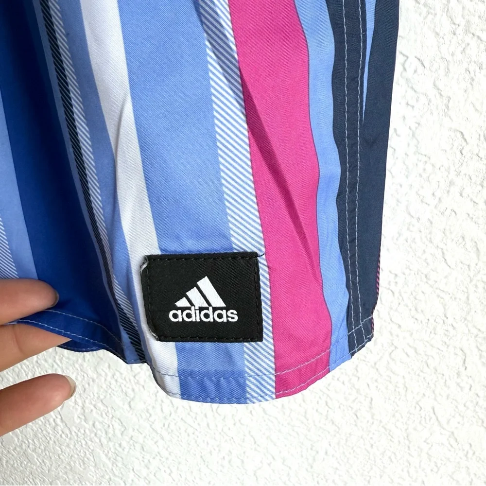 NWT Adidas Men’s Swim Trunks Shorts Blue Pink Stripe Mesh Lined Size 2XL - Picture 7 of 13